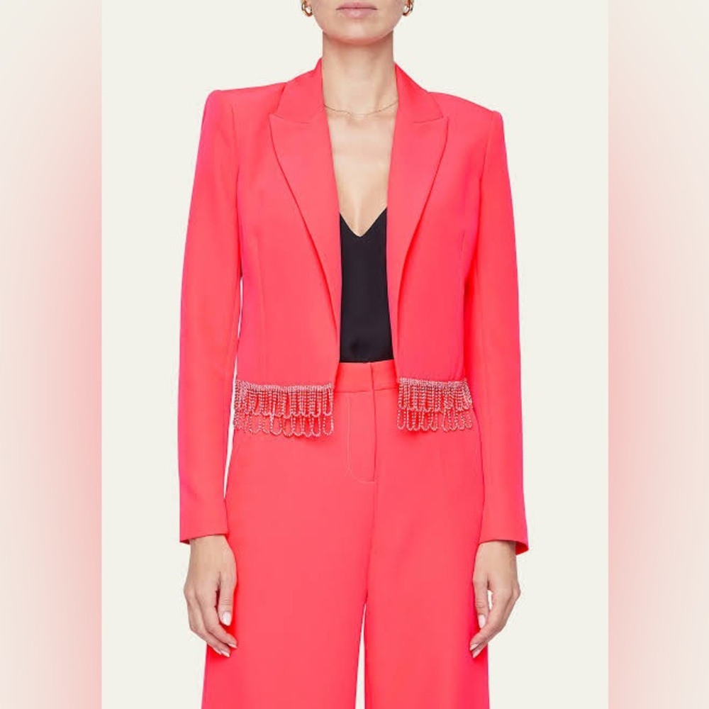 NWT $895 L'Agence Jen Crystal Fringe Cropped Blazer